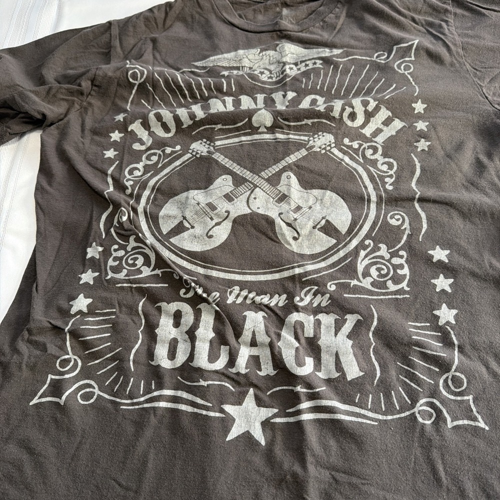 Zion Johnny Cash The Man In Black Graphic T-Shirt Gray Mens Medium Short Sleeve